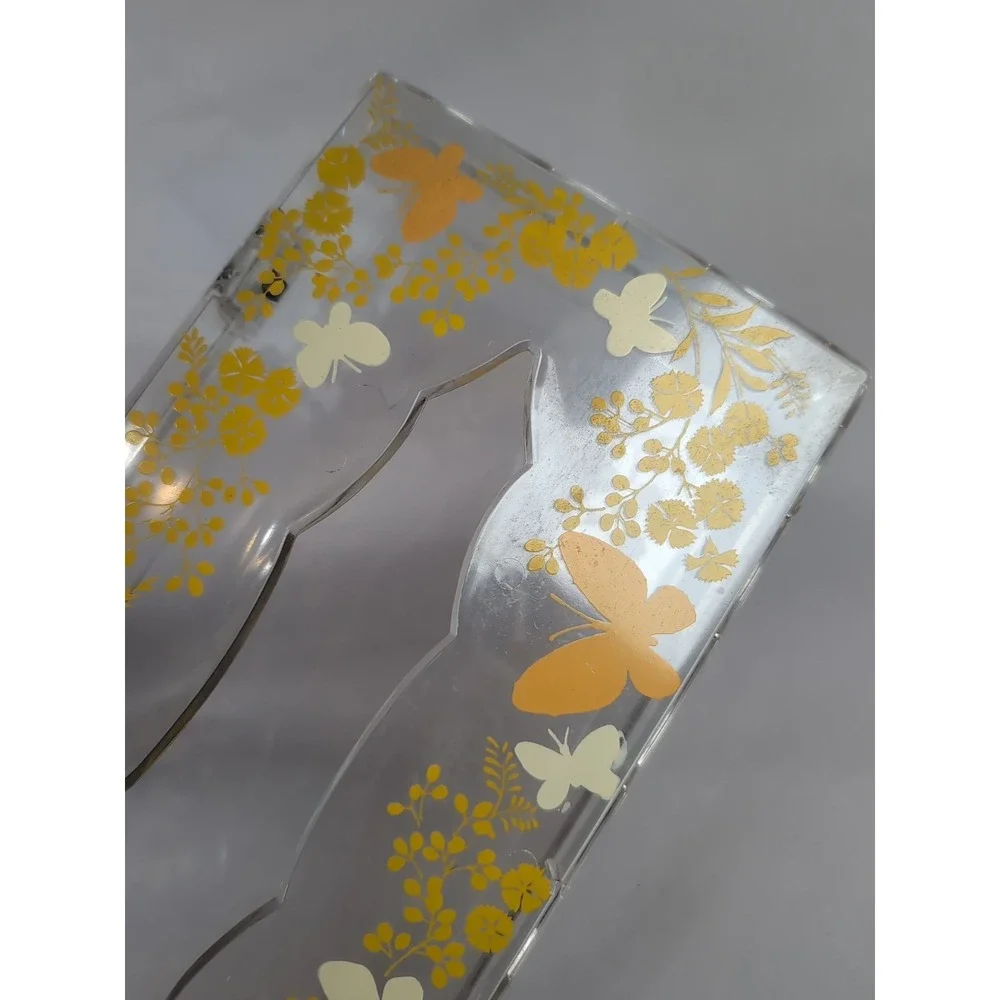 Wolff Acrylic Tissue Box Holder Mount Yellow/Cream Butterflies 10